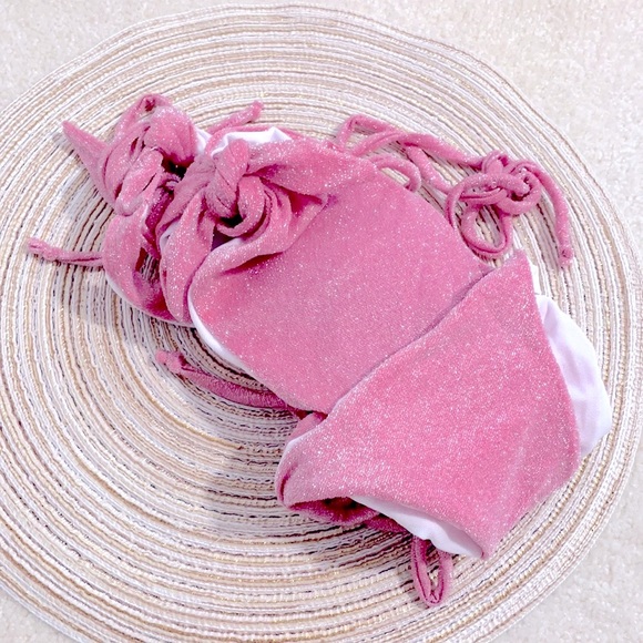 NWT M/L blush baby pastel pink shiny string Brazil - Picture 12 of 14